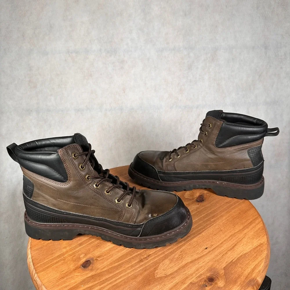 Nevados Work Steel Toe Boots Mens 10.5 Brown Black WKA42M0018 Good Condition